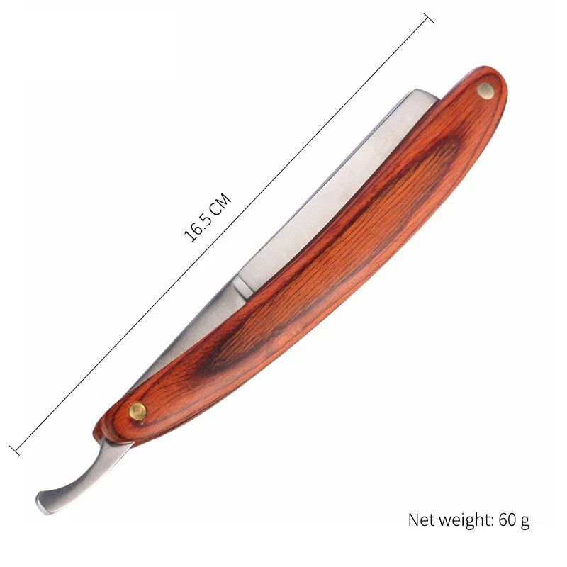 Classic straight razor with beech wood handle and premium carbon steel blade for a close, smooth shave