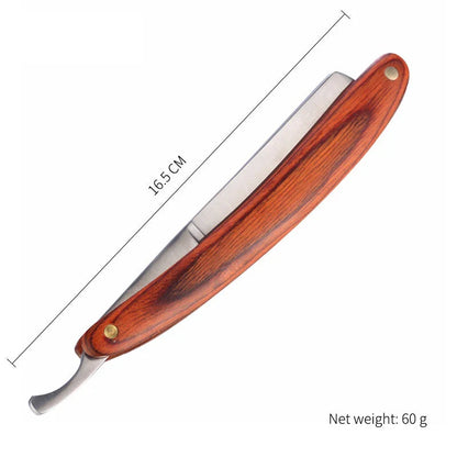 Classic straight razor with beech wood handle and premium carbon steel blade for a close, smooth shave