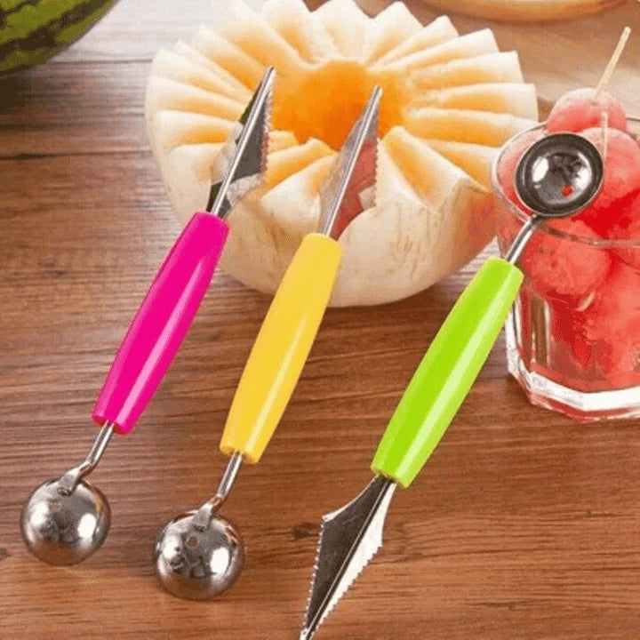 A set of premium stainless steel fruit carving tools for creating intricate designs and delicate garnishes