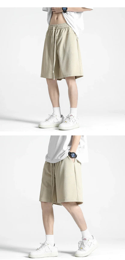 Premium straight-fit drawstring trousers in white, khaki, and black colours for stylish British men