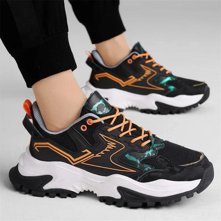 Stylish black student trainers with a breathable, casual design for comfortable everyday wear