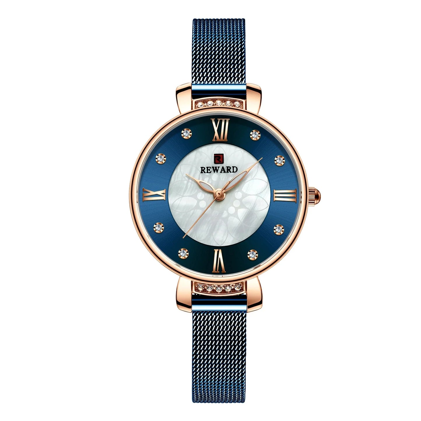 Elegant shell-inspired dial and Milanese mesh strap ladies watch from Trendha