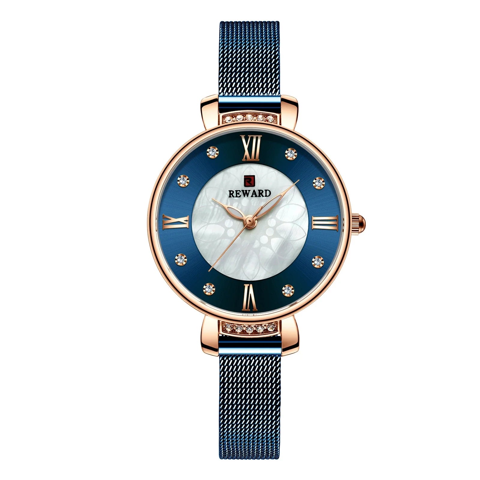 Elegant shell-inspired dial and Milanese mesh strap ladies watch from Trendha