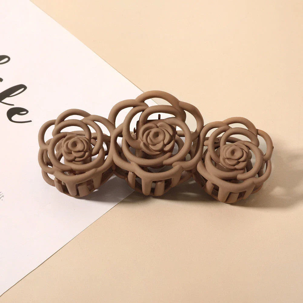 Elegant rose-shaped hair accessory made from premium acrylic and alloy materials for a sophisticated and fashionable look
