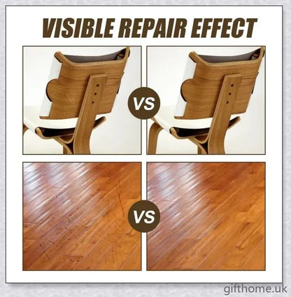 A bottle of premium wood scratch repair spray with a light and dark colour option for blending seamlessly with various wood tones.