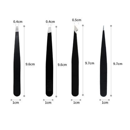 Premium 4-Piece Eyebrow Grooming Set with Precision Tweezers for Brow Shaping and Lash Application