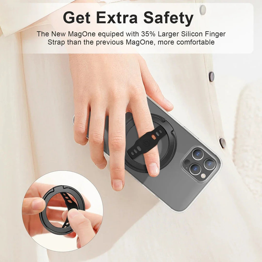 Sleek and secure MagSafe compatible wireless charging phone grip in black colour
