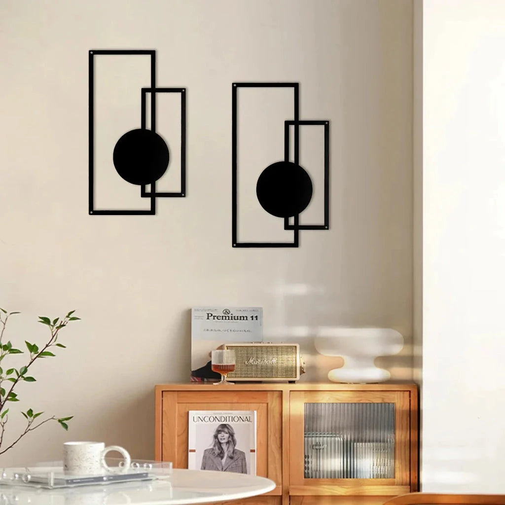 Elegant Nordic-inspired metal wall decor set featuring sleek black silhouette designs