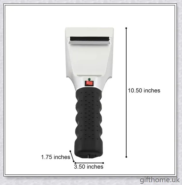 Premium heated snow shovel with stainless steel and plastic construction, designed for efficient snow and ice removal.