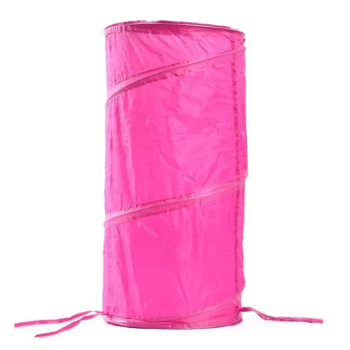 Colourful tunnel toy for cats with two bouncing balls, made from premium nylon and polyester materials