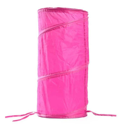 Colourful tunnel toy for cats with two bouncing balls, made from premium nylon and polyester materials