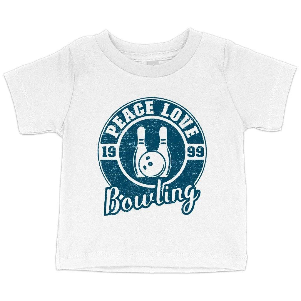 Cosy and comfortable baby bowling t-shirt in white, made with premium Airlume cotton for a flexible fit
