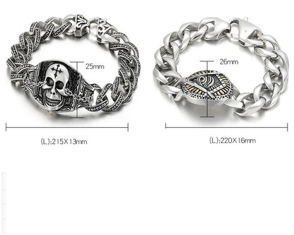 Retro-Inspired Stainless Steel Bracelet for Men with Geometric Pattern and Adjustable Clasp