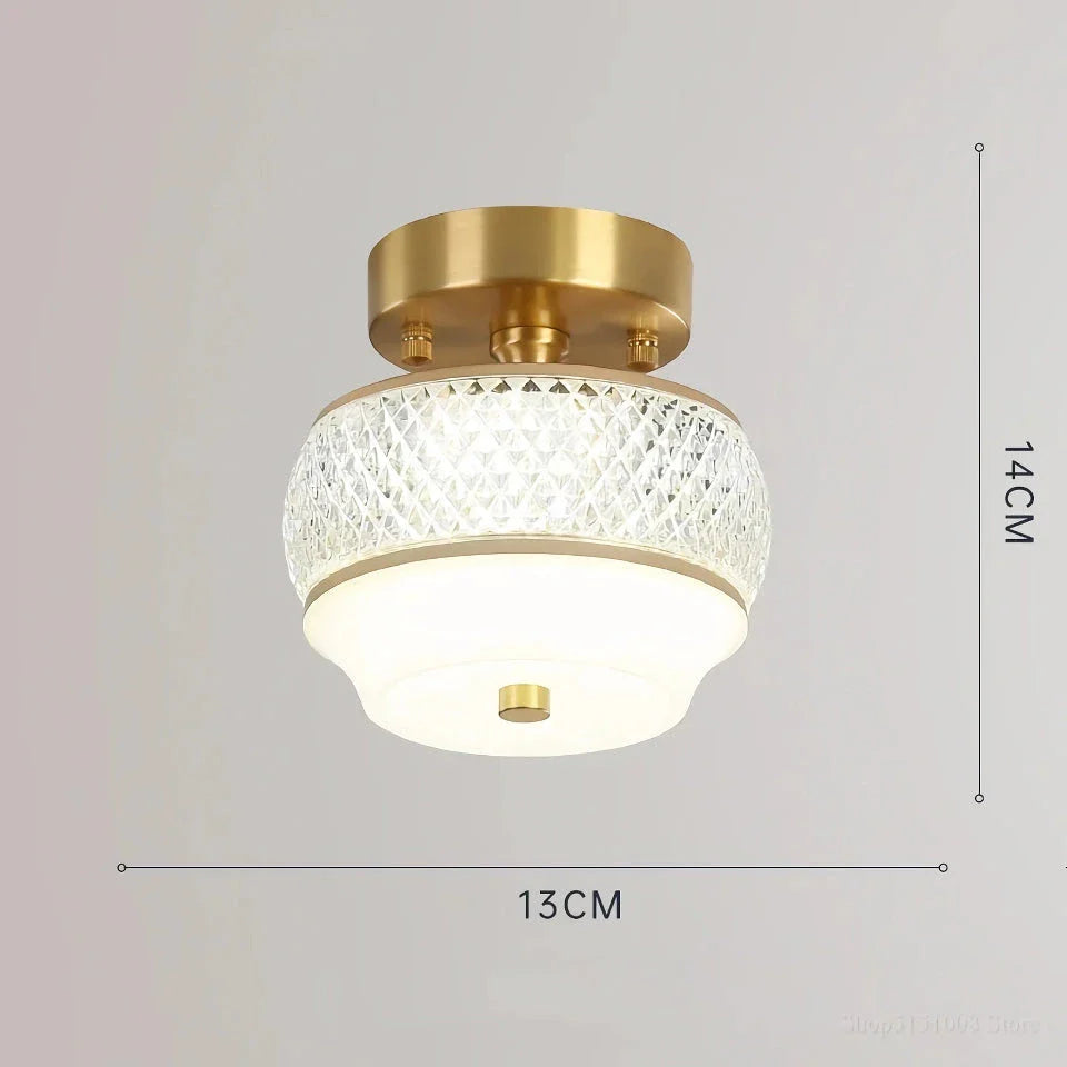 Elegant copper LED ceiling light with customisable light settings for living room, porch, and balcony