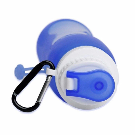 Flexible Silicone Sport Water Bottle in Gray Colour with Leak-Proof Lid and Carabiner Clip