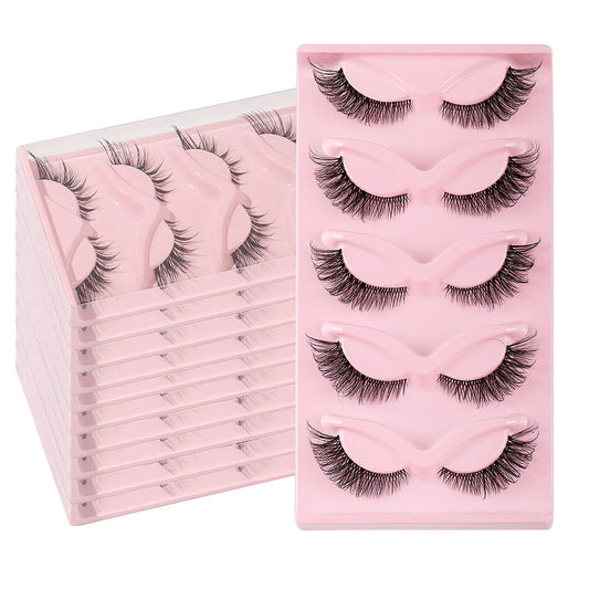 Pair of 3D cat eye and fox eye false eyelashes made from high-quality synthetic fibres for a natural, voluminous look