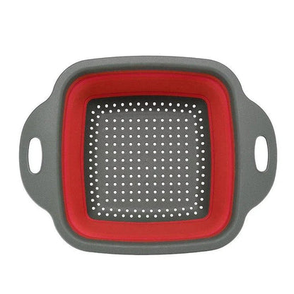 A vibrant, colourful folding colander made with durable food-grade materials for efficient straining and compact storage in the kitchen.