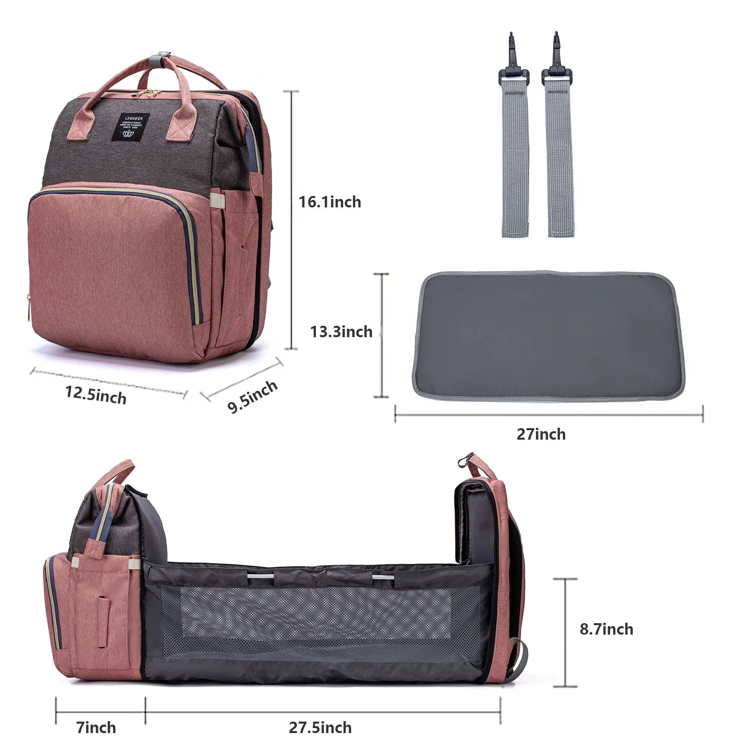 Premium Oxford cloth Mother and Baby Backpack with spacious storage, organisation pouches, and comfortable padded straps for hands-free carrying
