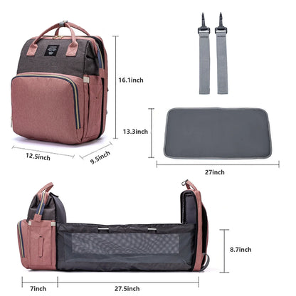 Premium Oxford cloth Mother and Baby Backpack with spacious storage, organisation pouches, and comfortable padded straps for hands-free carrying