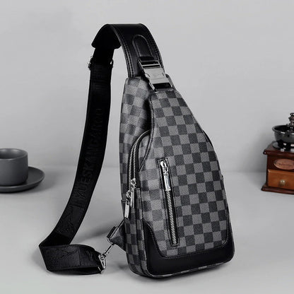 Premium one-shoulder messenger bag made of durable PU leather with secure zipper closure and adjustable strap for active lifestyles