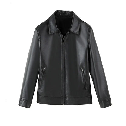 Premium Lightweight Business Jacket with Leather Lapels - Stylish and Versatile Outerwear for the Modern Gentleman