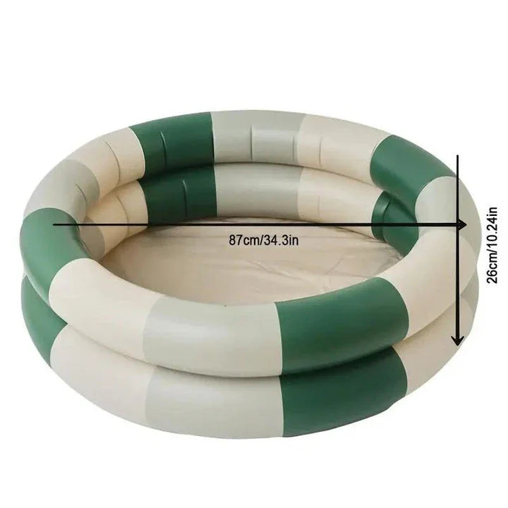 Inflatable Baby Swimming Pool in Beige Dinosaur Pattern, Perfect for Outdoor Summer Fun