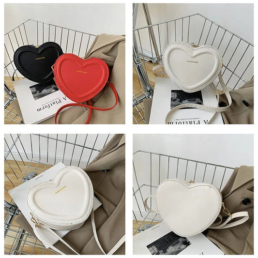 Stylish heart-shaped crossbody bag made of high-quality PU leather, available in multiple classic British colours