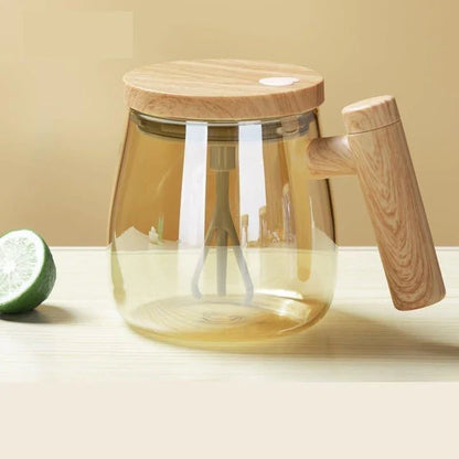Premium Electric Self-Stirring Coffee Mug with sustainable bamboo construction and powerful electric stirrer for effortless drink preparation