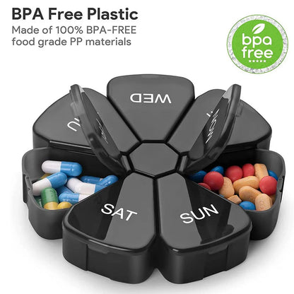 Compact 7-Day Travel Pill Organiser with Seven Individual Compartments for Medications and Supplements