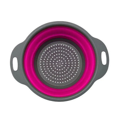 A vibrant, colourful folding colander made with durable food-grade materials for efficient straining and compact storage in the kitchen.