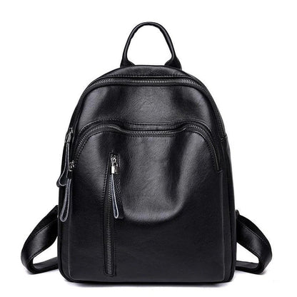 Elegant Korean PU Leather Backpack in a sleek, vertical square design with colour contrast details