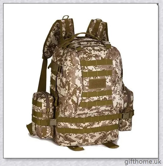 Rugged 50L outdoor camping backpack with durable nylon construction, waterproof lining, and adjustable straps for comfortable all-day wear