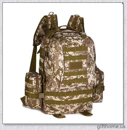 Rugged 50L outdoor camping backpack with durable nylon construction, waterproof lining, and adjustable straps for comfortable all-day wear