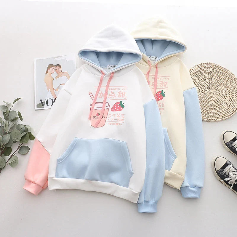 Premium Luxury Hooded Velvet Jumper for Students in White or Beige Velvet