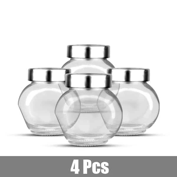 Irregular-shaped glass spice jars in various sizes, made of premium materials for stylish and functional kitchen storage