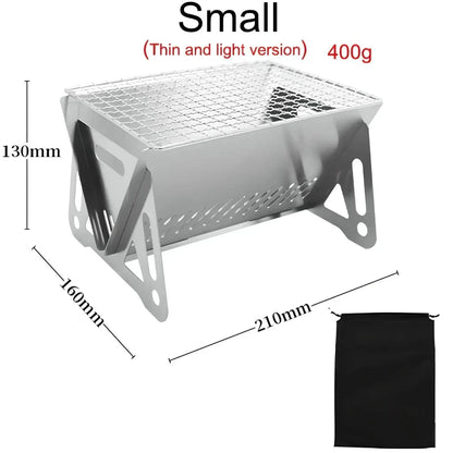 Premium stainless steel portable folding BBQ grill for outdoor adventures, camping, and backyard cooking