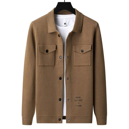 A stylish men's cardigan sweater made from premium chenille fabric, featuring a contemporary bat-wing sleeve design and available in a range of classic British colours.