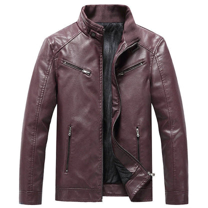 Stylish Fleece-Padded Jacket with PU Leather Accents in Various Colours