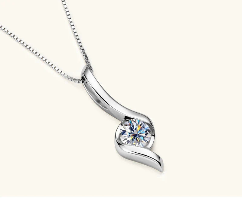 Elegant sterling silver diamond-inspired necklace with a sleek, geometric design
