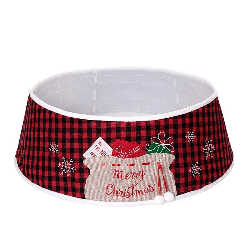 Premium 48-inch black and red plaid cloth tree skirt for festive Christmas decor