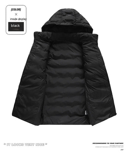 Grey men's padded jacket with cotton-polyester blend for warmth and comfort