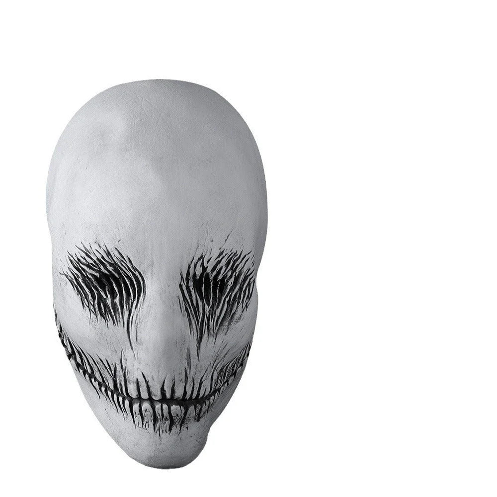 A high-quality latex ghost mask with a chilling and realistic appearance, perfect for Halloween and masquerade parties.