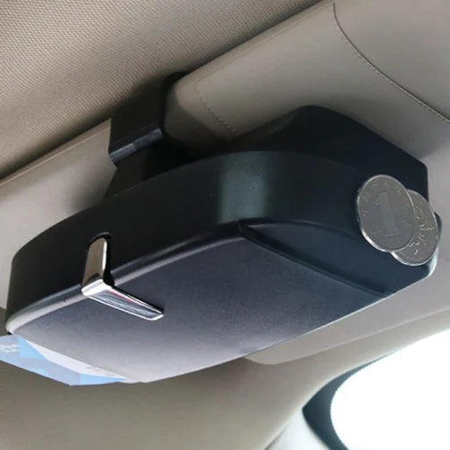 Premium magnetic car sunglasses case with secure clip-on design and card slot for storage