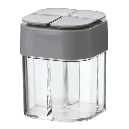 Versatile 4-in-1 Camping Seasoning Shaker with four separate compartments for organising spices and seasonings