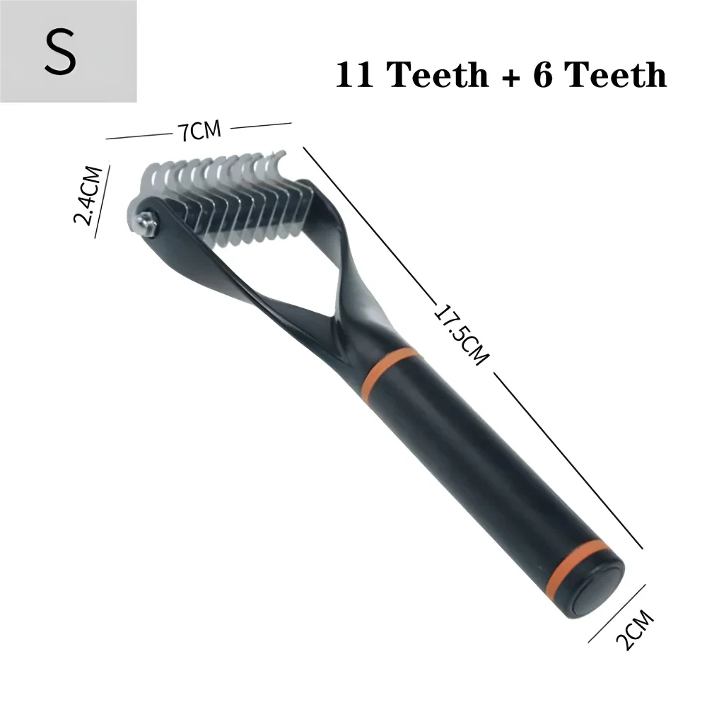 Premium double-sided pet grooming brush with stainless steel combs and ergonomic non-slip handle for cats and dogs