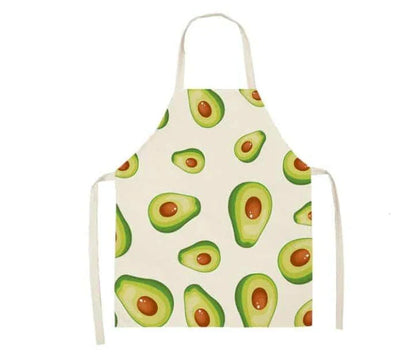 Stylish avocado-printed apron for British home cooks and bakers to protect their clothes while adding a touch of personality to the kitchen