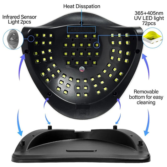 Trendha 320W High Power UV LED Nail Lamp with 4 Timers and Smart Sensor for Salon-Quality Nails at Home