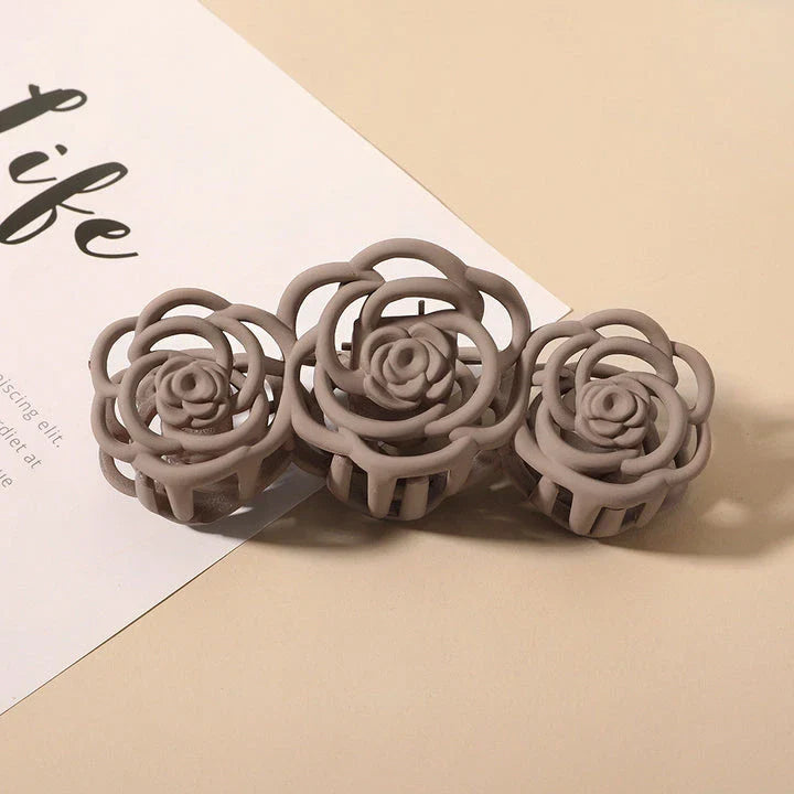 Elegant rose-shaped hair accessory made from premium acrylic and alloy materials for a sophisticated and fashionable look