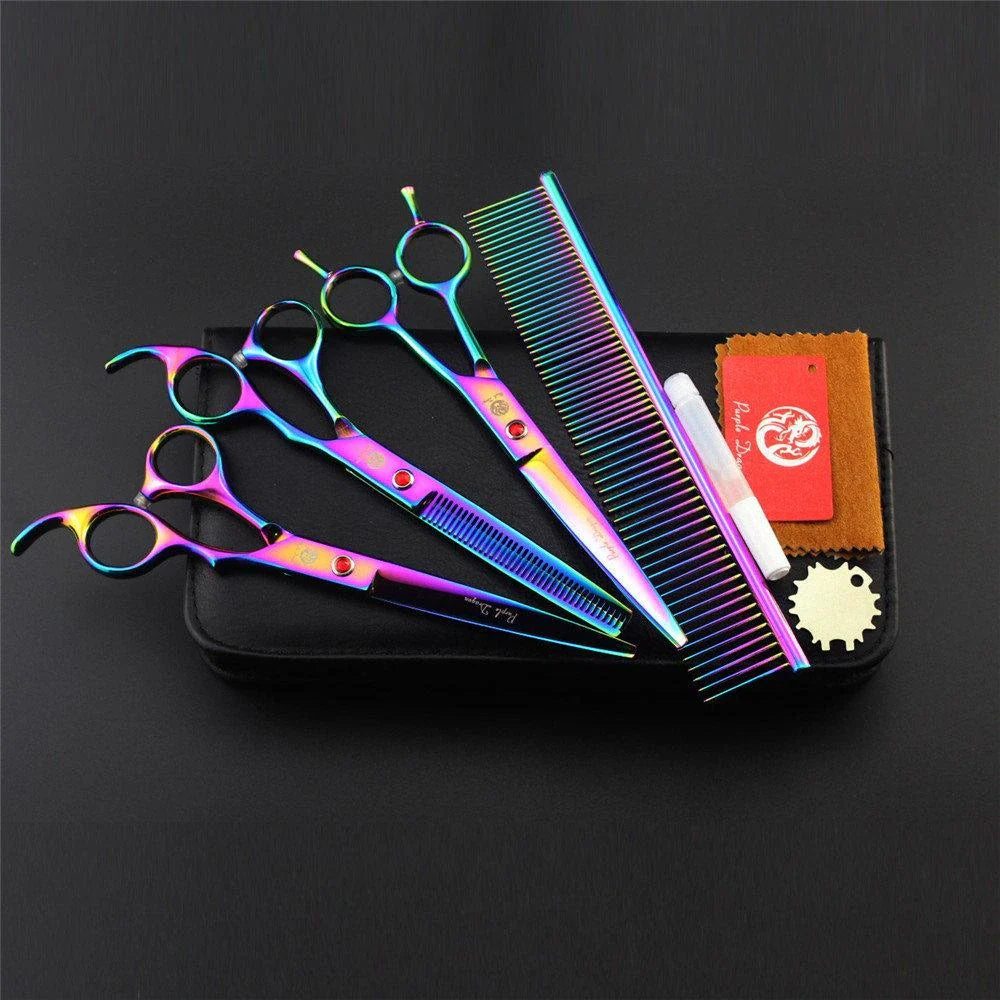 Premium Stainless Steel Pet Grooming Tools Set with Precision-Ground Scissors, Ergonomic Handles, and Comprehensive Accessories
