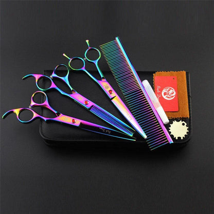 Premium Stainless Steel Pet Grooming Tools Set with Precision-Ground Scissors, Ergonomic Handles, and Comprehensive Accessories